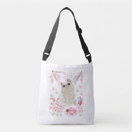 Cute Cat Cherry Blossom Crossbody Bag