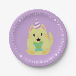 Cute Cat Children's Birthday Party Paper Plates