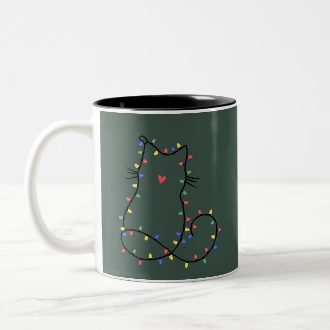 Cute Cat Christmas Cat Mom Funny Xmas Cat Lover  Two-Tone Coffee Mug (Left)
