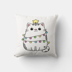 Cute Cat Christmas design Throw Pillow