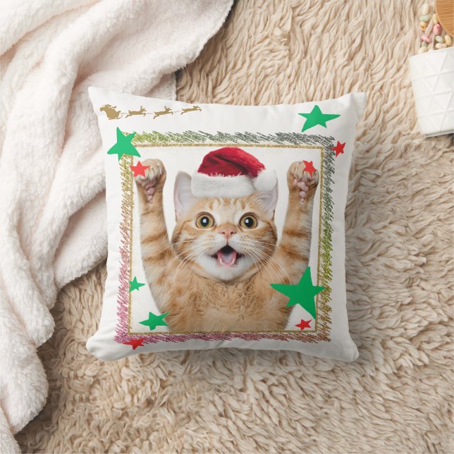 Cute Cat Christmas Design ♡ Throw Pillow (Blanket)