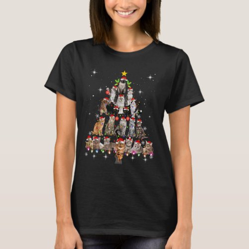 Cute Cat Christmas Dog Tree Funny Cat Tees Christm