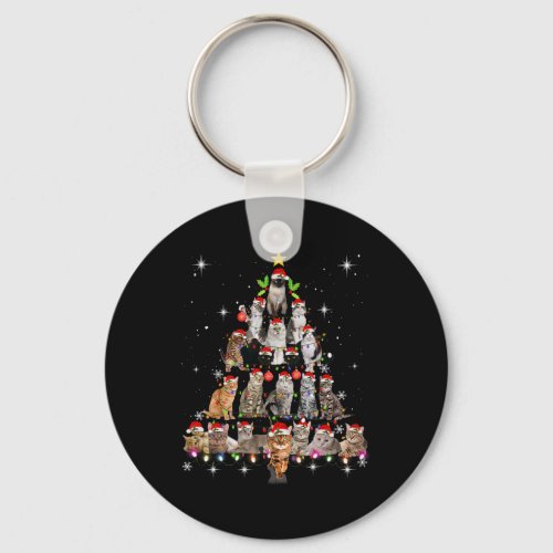 Cute Cat Christmas Dog Tree Funny Cat Tees Christm Keychain