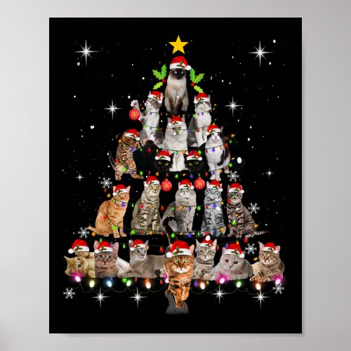 Cute Cat Christmas Dog Tree Funny Cat Tees Christm Poster