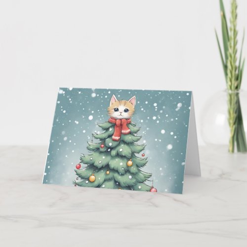 Cute Cat Christmas Greeting Card