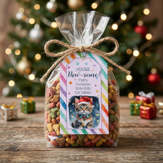 Cute Cat Christmas Holiday Poem Pet Treat Gift Tag