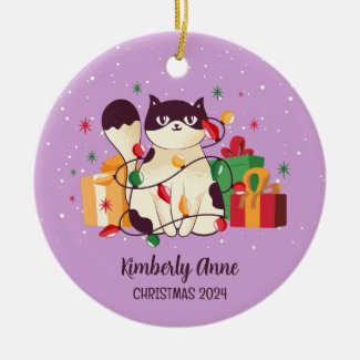 Cute Cat Christmas Kitty Snowy Winter Holiday