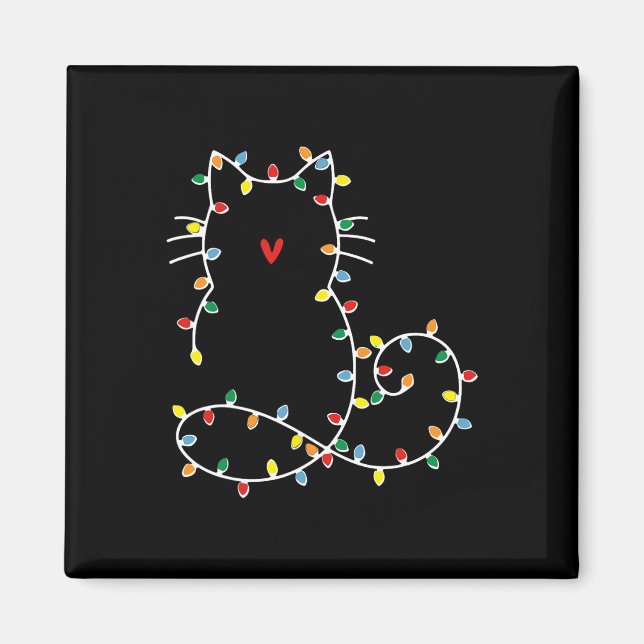 Cute Cat Christmas Lights Merry Catmas Gift For Ca Magnet (Front)