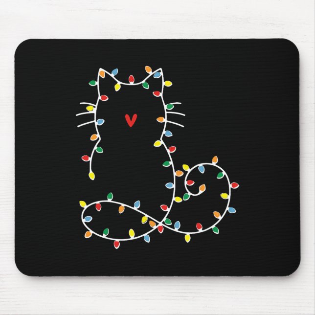 Cute Cat Christmas Lights Merry Catmas Gift For Ca Mouse Pad (Front)