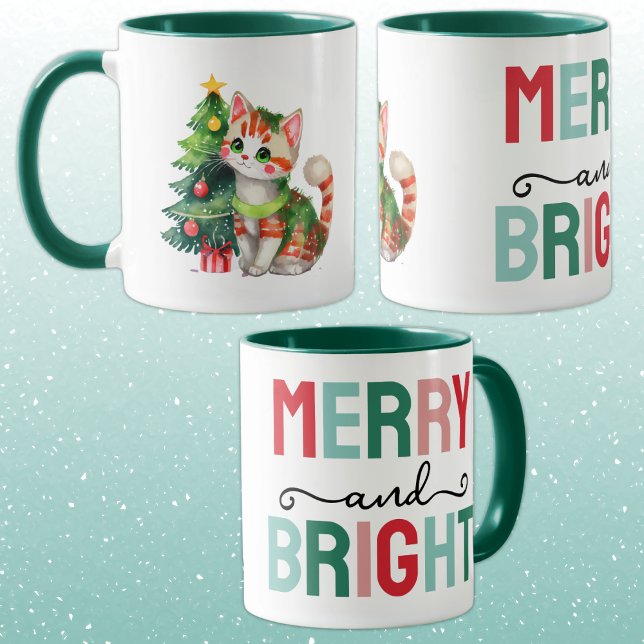 Cute cat christmas merry and bright mug (Creator Uploaded)