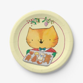 Cute Cat Christmas Paper Plates by partymonster at Zazzle
