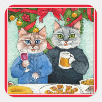 Cute cat Christmas Party stickers