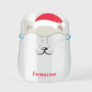 Cute Cat Christmas Santa Hat Funny Kids' Face Shield
