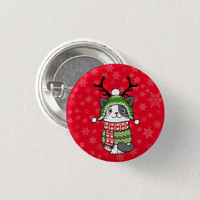 Cute Cat Christmas Stocking stuffers Galore Button (Front & Back)