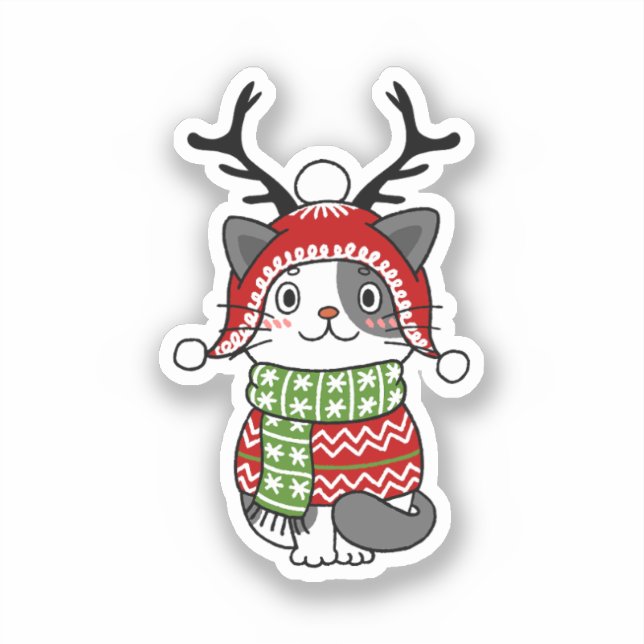 Cute Cat Christmas Stocking stuffers Galore Sticker (Front)