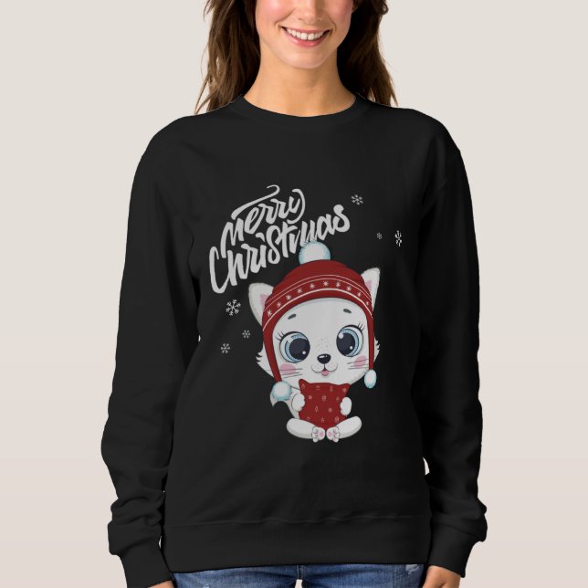 Cute Cat Christmas Top Kitten  Santa s Cat Charact (Front)