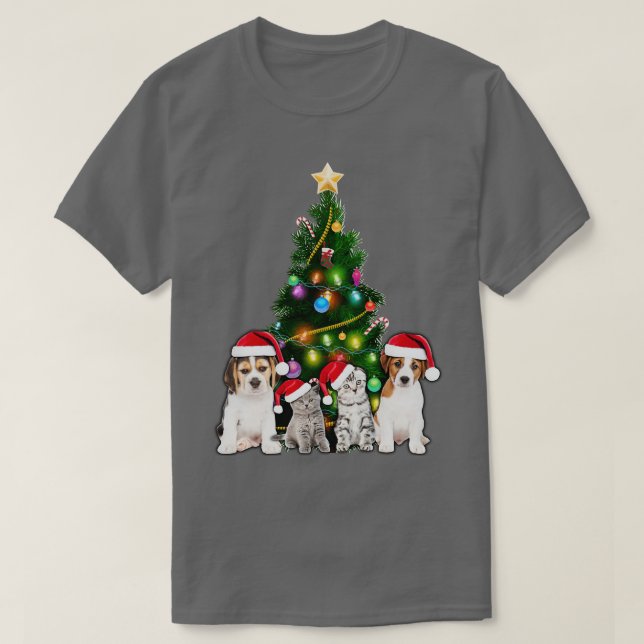 Cute Cat Christmas Tree Cat Lover Xmas Pets Women  T-Shirt (Design Front)
