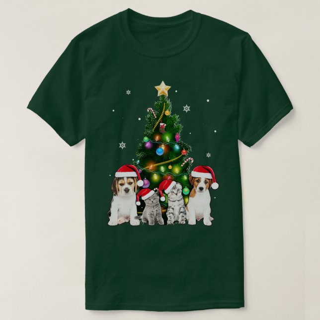 Cute Cat Christmas Tree Cat Lover Xmas Pets Women  T-Shirt (Design Front)