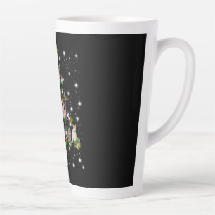 Cute Cat Christmas Tree Covered By Flashlight Latte Mug