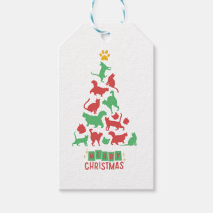 CUTE CAT CHRISTMAS TREE GIFT TAGS
