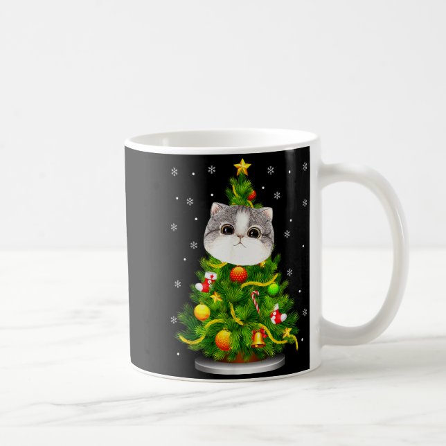 Cute Cat Christmas Tree Holiday Cat Lovers Xmas Wo Coffee Mug (Right)