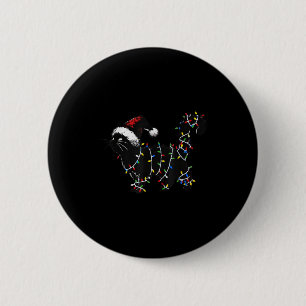 Cute Cat Christmas Tree Lights Funny Santa Kitten  Button