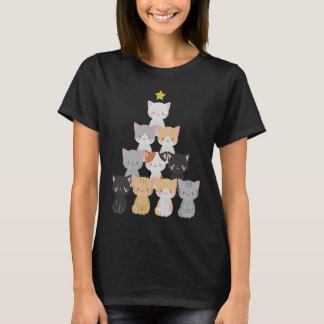 Cute Cat Christmas Tree Meowy Xmas Holiday T-Shirt