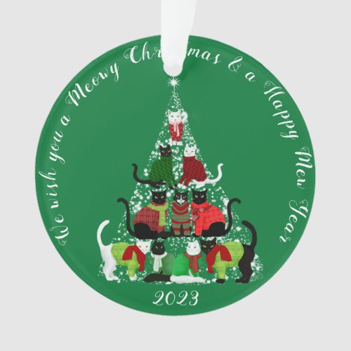 Cute Cat Christmas Tree Personalized  Ornament