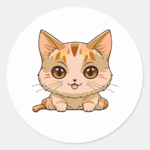 cute cat classic round sticker