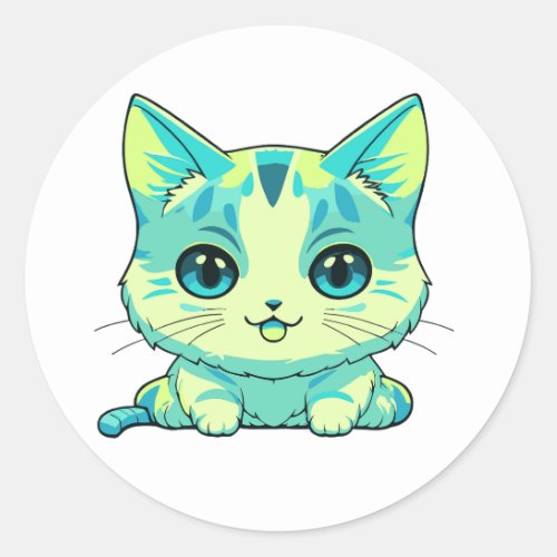 Cute Cat Classic Round Sticker
