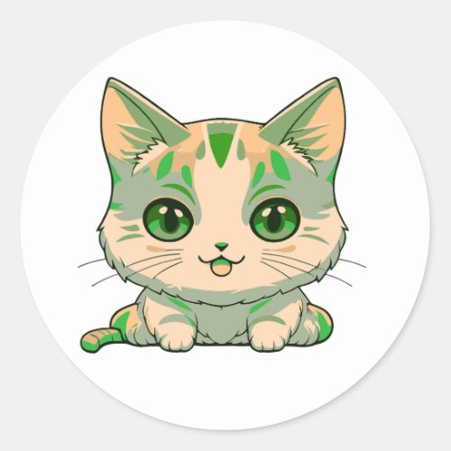 Cute Cat Classic Round Sticker