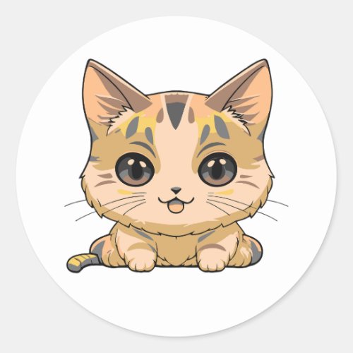 Cute cat classic round sticker
