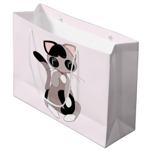 Cute Cat Cleaning Pink Gift Bag - Customizable
