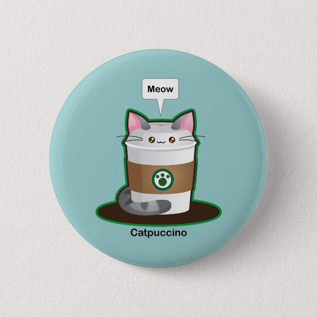 Cute Cat Coffee Button (Front)