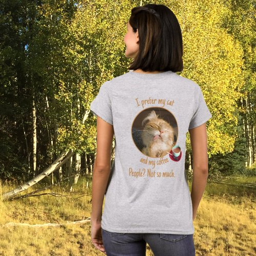 Cute Cat Coffee Cup Custom Photo Personalized T_Shirt