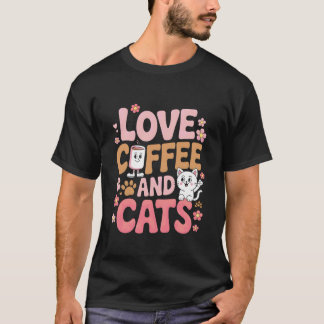 Cute Cat Coffee Drinkers Baristas Cafe Bistro Joke T-Shirt