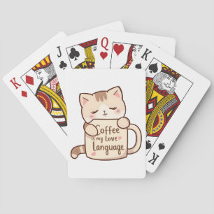 Cute Cat Coffee Love Language Poker Cards