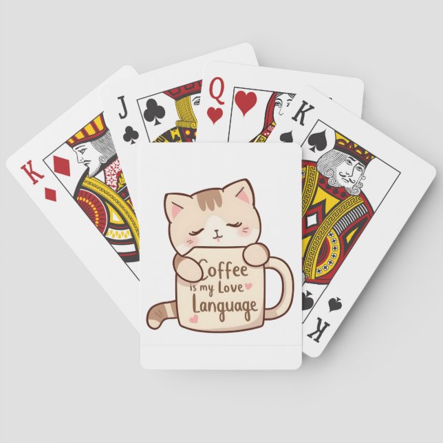Cute Cat Coffee Love Language Poker Cards (Back)