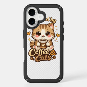 Cute Cat Coffee Lover Kawaii Design - Powered by C iPhone 16 Case