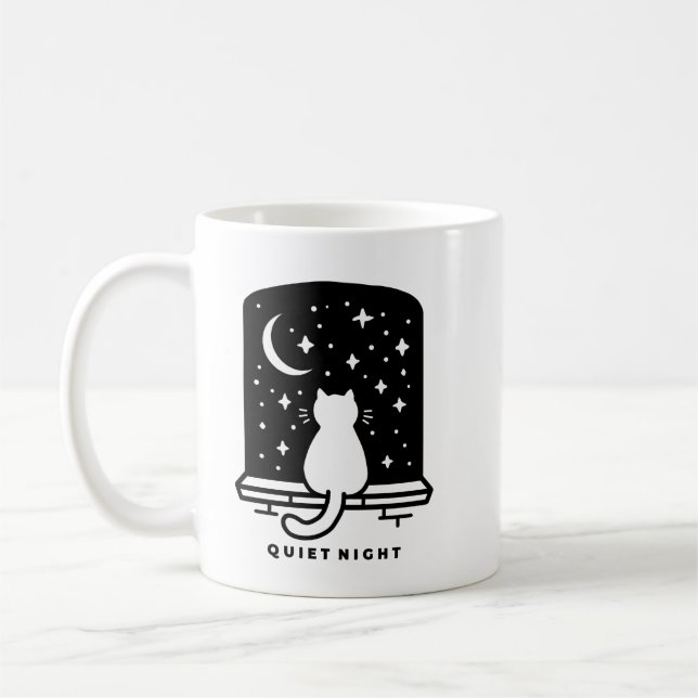 Cute Cat Coffee Mug Kawaii Cozy Gift for Cat Lover (Left)