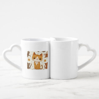 Cute cat coffee mug set