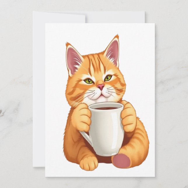 Cute Cat Coffee Save the Date Card (Front)
