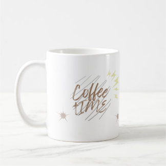 Cute Cat "Coffee Time" Typography Art Mug