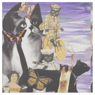 Cute Cat Collage 4 Fabric