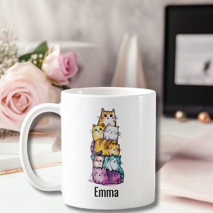 Cute Cat Colorful Watercolor Funny Animal Custom Coffee Mug
