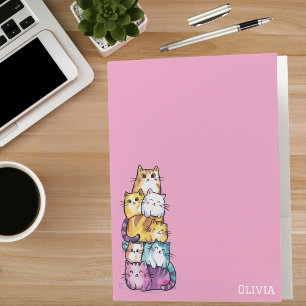 Cute Cat Colorful Watercolor Funny Animal Custom Pocket Folder
