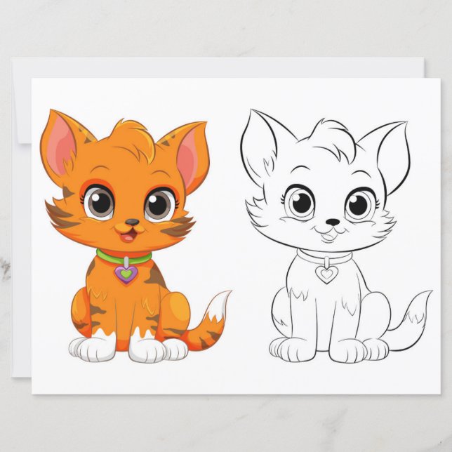 Cute cat coloring page (Front)