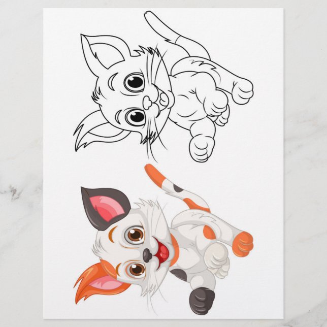 Cute cat coloring page (Front)