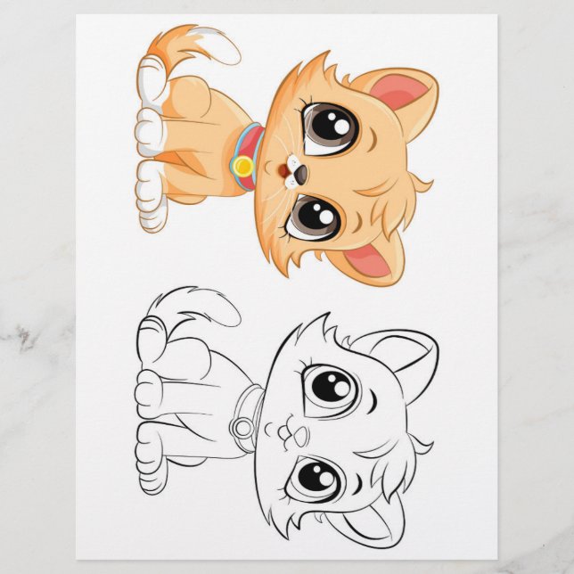 Cute cat coloring page (Front)