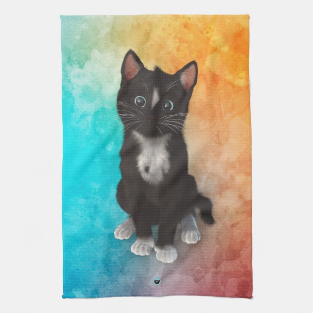 Cute Cat Colors Kitchen Towel (Vertical)
